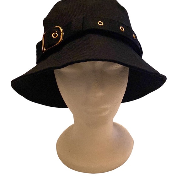 Bucket Hat W/Buckle Detail Cargo Foldable Fashion Solid Color Black Fall Winter - Picture 8 of 8